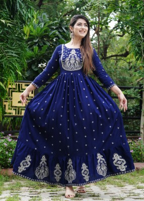 DSS FASHION Women Embroidered Anarkali Kurta(Blue)
