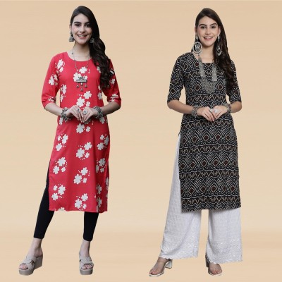 EthnicBasket Women Printed A-line Kurta(White, Red, Black)