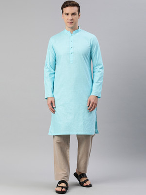 Manthan Men Self Design Straight Kurta(Green)