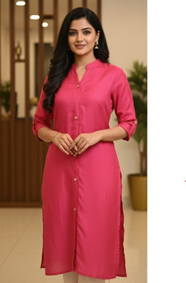RYZA TRENDING FASHION Women Solid A-line Kurta(Pink)
