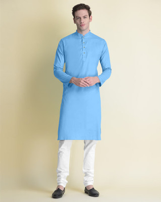 JENZEE Fashion Men Solid Straight Kurta(Light Blue)