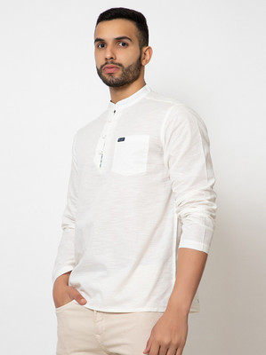 ORGANIC ARMISTO Men Solid Straight Kurta(White)