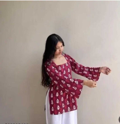 Sunshineexport Women Printed A-line Kurta(Maroon)