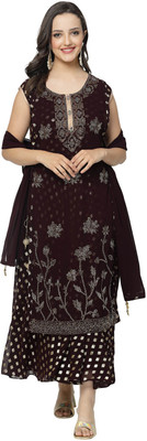 TS Lifestyle Women Embellished A-line Kurta(Brown)