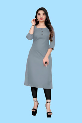 HouseOfCommon Women Solid A-line Kurta(Grey)