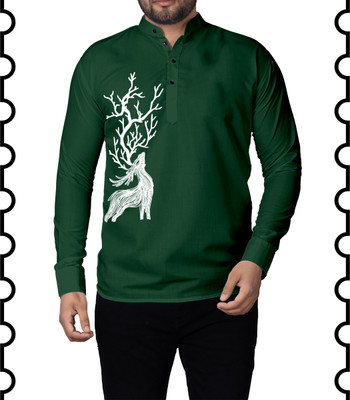 Kavyangle Creation Men Solid Straight Kurta(Green)