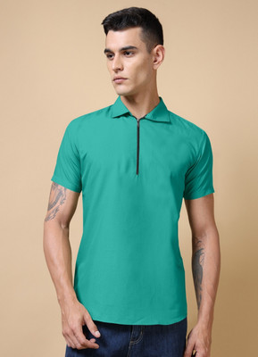 VTEXX Men Solid Straight Kurta(Blue)