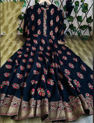 Bairaj Women Printed Anarkali Kurta(Blue)