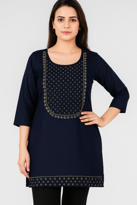 Chinkistor Women Embroidered, Solid Straight Kurta(Blue)