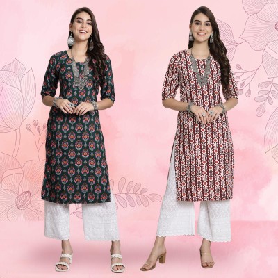 EthnicBasket Women Floral Print A-line Kurta(Multicolor)