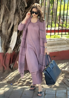 GLAM Women Solid Straight Kurta(Purple)