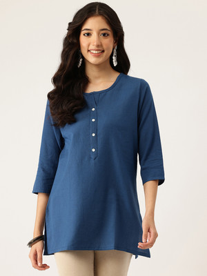 Feranoid Retail Women Solid Tunic Kurta(Blue)