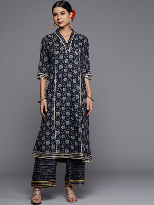 LIBAS Women Printed A-line Kurta(Blue)
