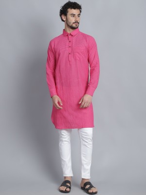 Sayesha Men Striped Pathani Kurta(Pink, White)