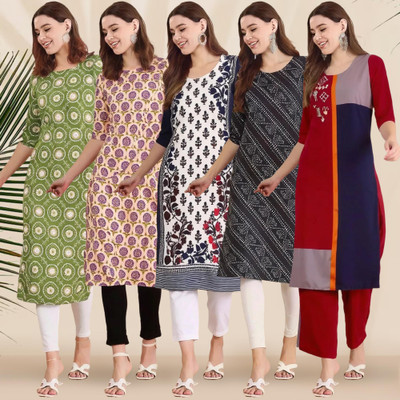 1 Stop Fashion Women Printed A-line Kurta(Multicolor)