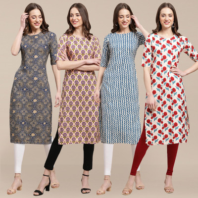 EthnicBasket Women Printed Straight Kurta(Multicolor)