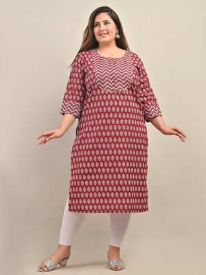 Swasti Women Printed Straight Kurta(Maroon)