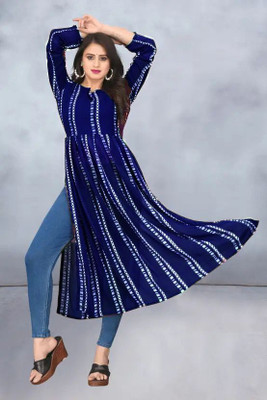 dealbazaars Women Striped Pakistani Kurta(Blue)