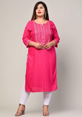 Swasti Women Printed Straight Kurta(Pink)