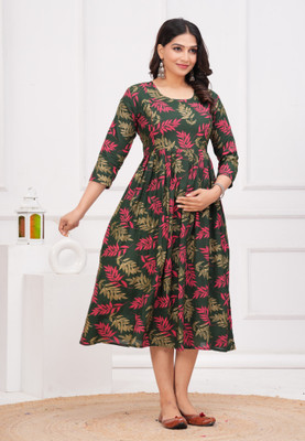 RIZA CREATION Anarkali Gown(Green)