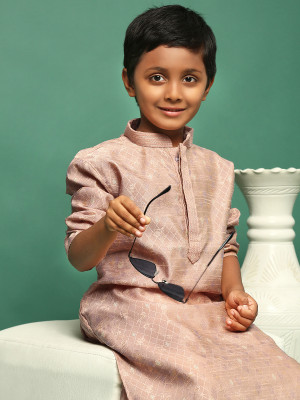 Sanwara Boys Self Design Ethnic Dress Kurta(Beige)