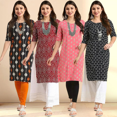1 Stop Fashion Women Printed A-line Kurta(Multicolor)