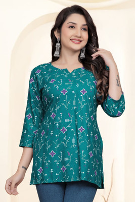 HouseOfCommon Women Printed Straight Kurta(Green)
