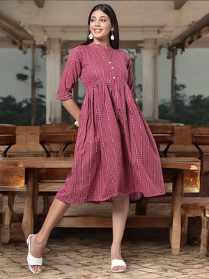 VIMCOTT Women Striped A-line Kurta(Multicolor)