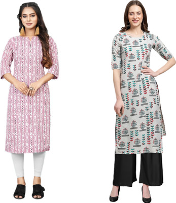 HouseOfCommon Women Printed Straight Kurta(Multicolor)