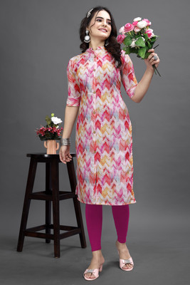 RANGRASIYA CORPORATION Women Printed Straight Kurta(Pink)