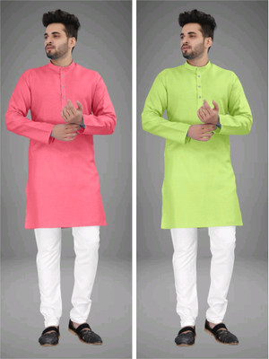 DIAMOND CLUSTER Men Solid Straight Kurta(Multicolor)