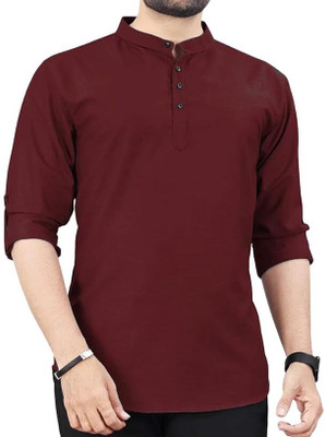 Vimal Star Men Solid A-line Kurta(Black)