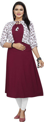 HD CREATION Women Self Design A-line Kurta(Maroon)