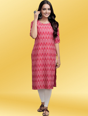 Maheshvi Women Printed A-line Kurta(Red, White)