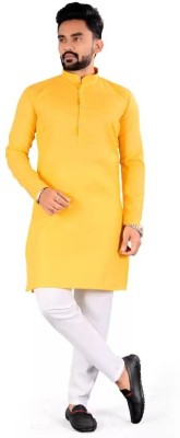 GOLORY Men Solid Straight Kurta(Yellow)