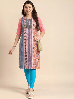 EthnicBasket Women Printed Straight Kurta(Multicolor)