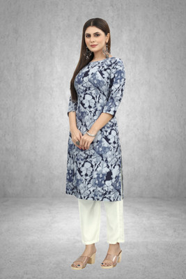 MARIDI FASHION Women Printed Straight Kurta(Blue)