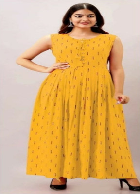 MOHINI CREATION Women Printed Anarkali Kurta(Yellow)