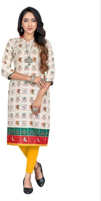 harikrupa Women Printed A-line Kurta(Orange, Red)