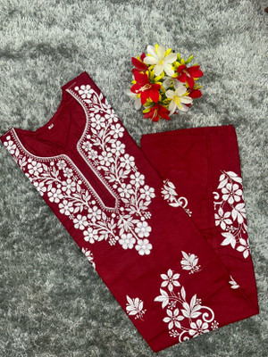 afifa Women Embroidered A-line Kurta(Maroon)