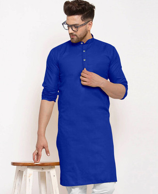 SUFFY CREATION Men Solid Straight Kurta(Dark Blue)