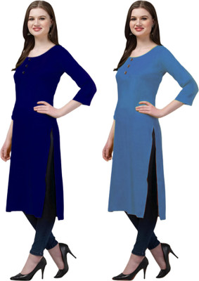 Coft Women Solid Straight Kurta(Multicolor)