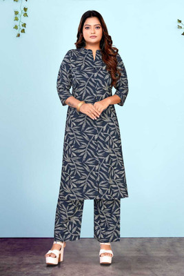 VIDHYABUSINESS Women Printed, Floral Print Straight Kurta(Blue)