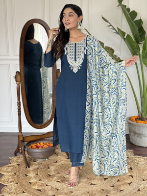 Royal silkfashions Embroidered Kurta, Trouser/Pant & Dupatta Set