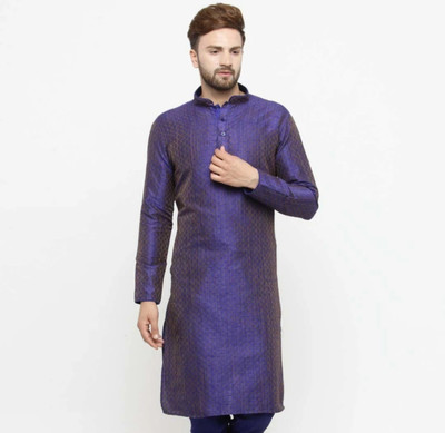 Kashi Vastra Men Self Design Straight Kurta(Blue)