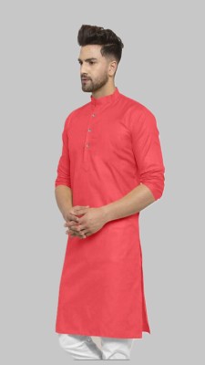 TARA GLOBAL Men Solid Straight Kurta(Red)