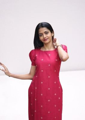 DHAAGA Women Printed A-line Kurta(Pink)