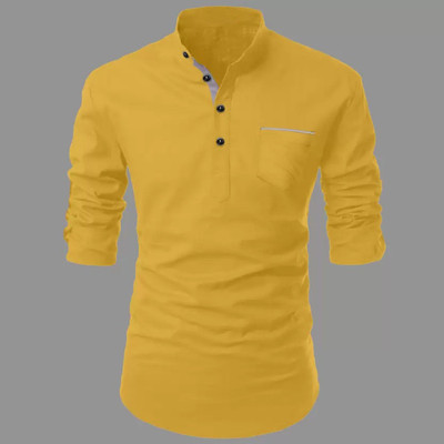 DIMMY Men Solid Straight Kurta(Yellow)