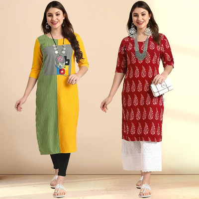1 Stop Fashion Women Printed A-line Kurta(Multicolor)