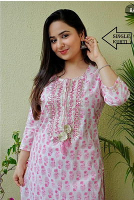 BJSND Women Embroidered Straight Kurta(White)